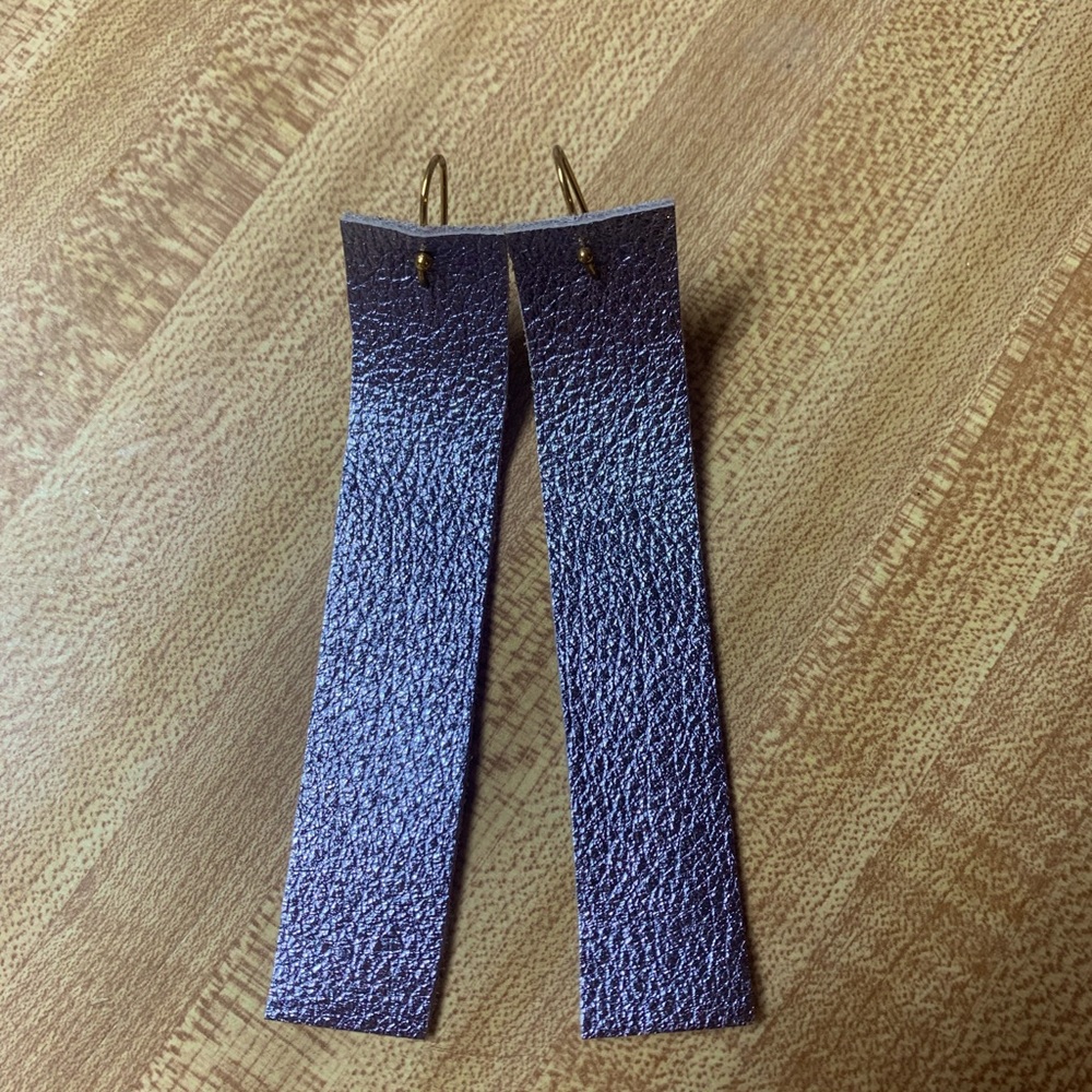 Purple Handmade Leather Earrings